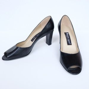 Etienne Aigner Heels Dance All Leather Upper Black Peep Toe Dylan Pumps Shoes 9M